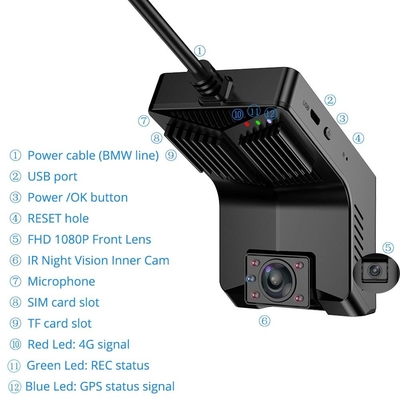 SOS App Control 4G Dashcam و GPS ADAS/DSM/BSD/PCW 4G DVR موبایل
