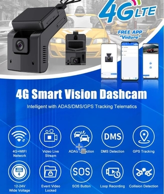 SOS App Control 4G Dashcam و GPS ADAS/DSM/BSD/PCW 4G DVR موبایل