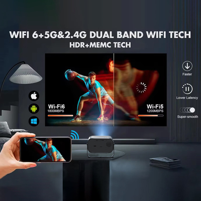 BT 5.0 بلوتوث مینی پروژکتور قابل حمل با تنظیم چند زاویه اصلاح کلید و چیپ صفحه نمایش منبع نور LED