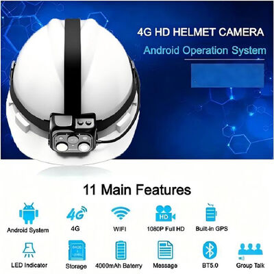 دوربین کلاه ایمنی 4G صنعتی با مانیتورینگ جریان زنده WiFi RTSP Onvif