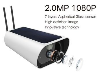 دوربین های مدار بسته در فضای باز 3 / 4G HD خورشیدی 850 نانومتری پشتیبانی از اشعه IR کارت 64 گیگابایتی TF