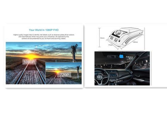 ضبط کننده اتومبیل Hi3520dV400 H.265 HD 1080P دو کانال