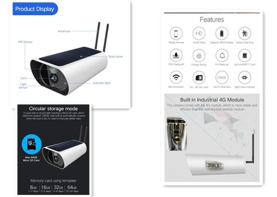 باتری HD 4G دوربین ضد آب در فضای باز با دوربین پشتیبانی صوتی دو طرفه