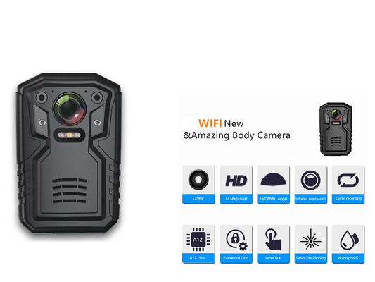 دوربین بدنه فرسوده 32 گیگابایتی Ambarella A12 Chip Body Camera GPS مادون قرمز دوربین قابل حمل دید در شب