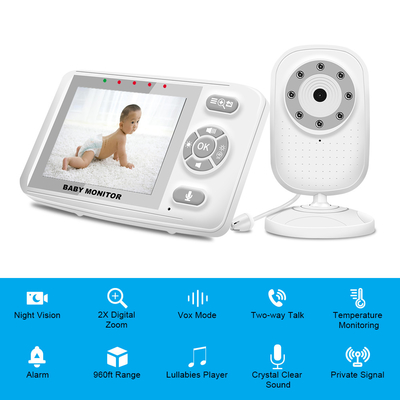 مانیتور کودک بی‌سیم 3.5 اینچی 2.4G نرخ انتقال ویدیو 15 فریم بر ثانیه
